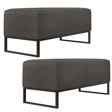 Imagem de Kit 02 Puffs Decorativo Para Sala de Estar Cléo W01 Base Ferro 90 cm Linho Cinza Escuro - Lyam Decor