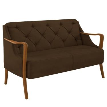 Imagem de Poltrona Namoradeira 2 Lugares 135cm Capitonê Lapa M22 Veludo Marrom - Mpozenato