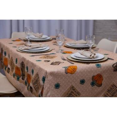 Imagem de Toalha de Mesa Linhão Premium Decorativa 4 e 6 Lugares – Estilo Rústico e Elegante para Sala de Jantar e Cozinha (Bolo de Fubá,2,10 x 1.40 Mesa 6 Lugares)