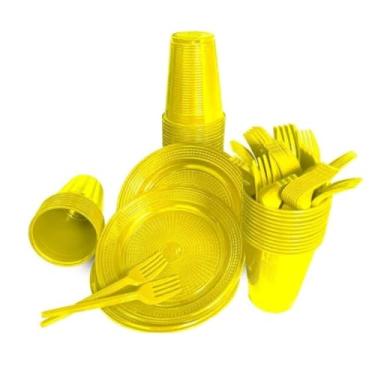 Imagem de Kit Completo de Descartáveis para Aniversário - 50 Pessoas (AMARELO)