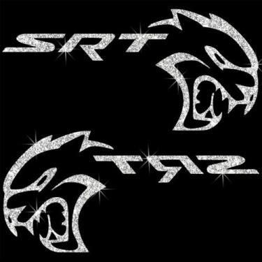Imagem de Adesivo decalque brilhante SRT Beast autoadesivo PVC brilhante para carros, laptops, motocicletas, parede, janela, bagagem, capa de arranhão, porta, multisuperfície (branco)