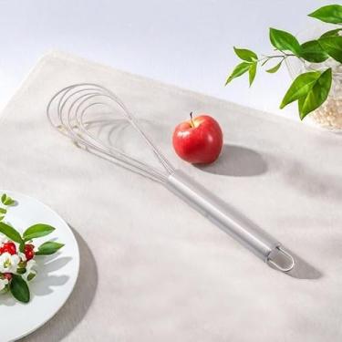 Imagem de Batedor plano, batedor de ovos de aço inoxidável de 25,4 cm, batedor de cozinha para misturar e bater