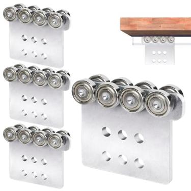 Imagem de Conjunto de carrinho de viga de 8 rodas compatível com Unistrut 1-5/20.3 cm de largura e mais alto trilho de canal de suporte para carrinho de elevação ou rolos de porta deslizante, sistema de trilho