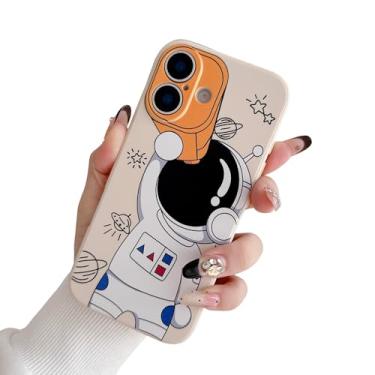 Imagem de Yonds Queen Capa fofa para iPhone, design espacial de astronauta de desenho animado elegante amortecedor de borracha TPU macia protetora antiderrapante à prova de choque capa criativa (telescópio