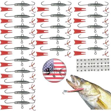 Imagem de Kits de isca de pesca sem pintura – Jigging Rap Minnow Ice Bait Bass Crappie Crystal Truut Walleye Pike Água salgada DIY Tackle Bodies Ganchos Incluídos Casting Freshwater (20, Caudas Vermelhas
