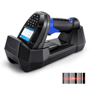 Imagem de Scanner de inventário sem fio, scanner de código de barras JRHC 1D com base de carregamento, leitor de código de barras, terminal de dados, conexão USB 2 em -1 e scanners de código de barras sem fio