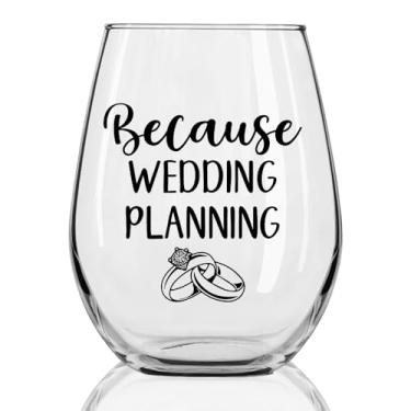 Imagem de DYJYBMY Because Wedding Planning Taça de vinho sem haste, anel engraçado taça de vinho para homens e mulheres, presentes de casal de namorados de casamento para marido esposa, presentes de aniversário