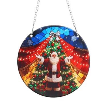 Imagem de Apanhadores de sol para janela interna para o Natal - Papai Noel acrílico arco-íris Suncatcher janela pendurada decoração de Natal para jardim e casa