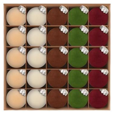 Imagem de Hysagtek Enfeites de árvore de Natal bolas de veludo – 25 peças de enfeites de árvore de Natal multicoloridos de plástico à prova de estilhaçamento para decorações de Natal, decoração de guirlanda de