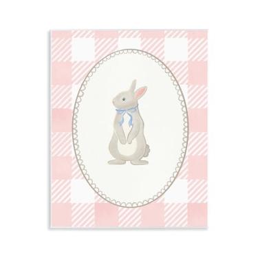 Imagem de Stupell Industries Arte em placa de parede de coelho guingão pastel macio, design por The Paper Curator, 14 x 11