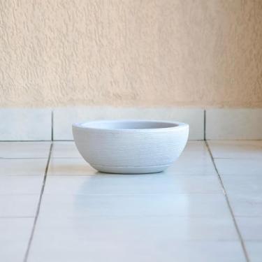 Imagem de Vaso de Planta Bacia Cuia 14x34 Textura Escovada com Prato em Polietileno (Cinza)