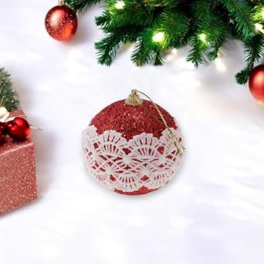 Imagem de Generic 1 peça de enfeites de bolas de Natal redondas de espuma de renda vermelha 8 cm