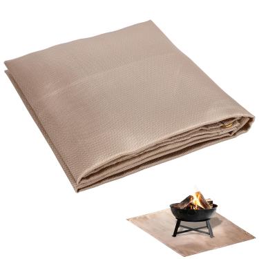 Imagem de Universal Tapete Fogueira, 100x93cm Protetor Antichama para Chão de Lareira Manta Resistente Ao Calor Esteira Churrasco para Deck Madeira Gramado Jardim BBQ (Bege Claro)