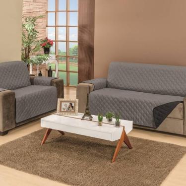 Imagem de Protetor De Sofá Dupla Face Manu 2 E 3 Lugares King - Preto- Cinza