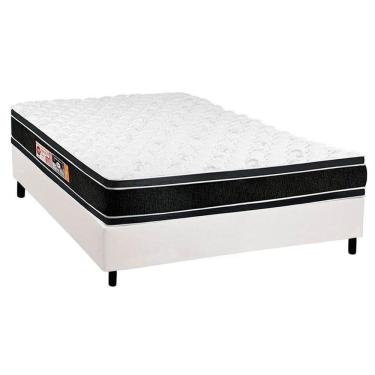 Imagem de Cama Box Casal: Colchão Espuma D33 Castor Black E White Double Face + Base White(138X188)