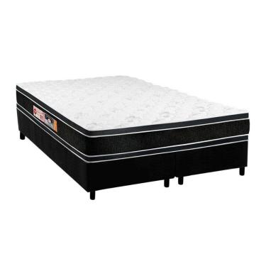 Imagem de Cama Box Queen: Colchão Espuma Castor D33 Black E White Double Face + Base Crc Suede Black(158X198)