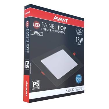 Imagem de Luminária Led Embutir Quadrada 18w Bivolt Preto 6500k Avant