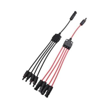 Imagem de Conectores Solares De Potência 30A Cabo Em Y Par Preto Vermelho Para A