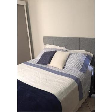 Imagem de Cabeceira Estofada Queen 8 Blocos Não é Segredo Cinza Claro 160x60