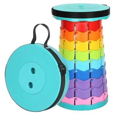 Imagem de Banqueta dobrável atualizada, peso máximo de 226 kg, cadeira dobrável retrátil portátil resistente ou apoio para os pés de viagem, para pesca ao ar livre, caminhadas, churrasco (cor verde)