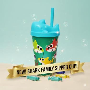 Imagem de Copo Infantil com Canudo e Com Tampa em 3D Animais Personalizados Bebidas Sucos Refrigerantes Água Leite 350ml Estampado(Baby Shark Tiffany)