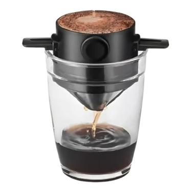 Imagem de Mini Coador de Café Portátil Dobrável Inox Filtro Reutilizável Individual com Suporte – Sustentável, Compacto, Ideal para Viagem, Escritório e Camping – Café Passado na Hora, Prático e Durável
