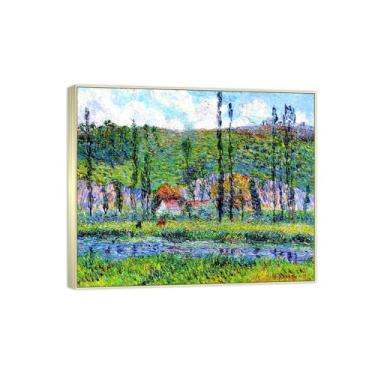 Imagem de Famosa imagem de paisagem de arte de parede - impressões em tela - margens do rio - pintura com moldura prateada para sala de estar banheiro decoração de casa 30 x 35 cm 12 x 13 pol