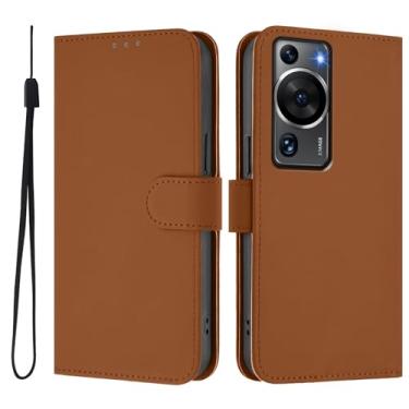 Imagem de Capa carteira para celular Huawei P60 Pro com suporte para cartão de crédito Flip Book capa de telefone de couro PU para Huawei P60 Pro com alça de suporte à prova de choque compatível com Huawei P60