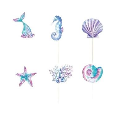 Imagem de Topper De Bolo De Sereia 6/12/24pcs Decoração De Festa De Aniversário 