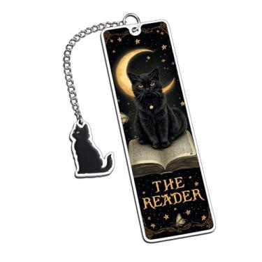 Imagem de Wicked Bookmark Meia de Natal para meninas adolescentes, presentes para amantes de gatos para mulheres e homens, marcadores de livro de gato preto para mulheres e meninas
