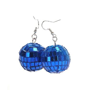 Imagem de Brincos pendentes de bola de discoteca espelhados anos 60 anos 70 com gancho corrente punk legal para mulheres meninas festa clássica dança festa Halloween fantasia joia, Acrílico Vidro, Cristal