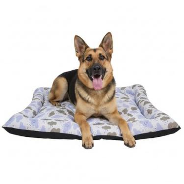 Imagem de Cama para Cães, Retangular Extra Grande 70x90cm, para Raças Grandes, Lavável e Impermeável, 100% Algodão, Azul Bebê, Estampa Animal