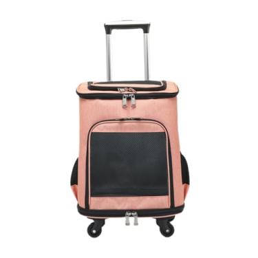 Imagem de Bothyi Mochila transportadora de animais de estimação com rodinhas, mochila transportadora de animais de estimação com rodas, transportadora de viagem, Rosa Laranja