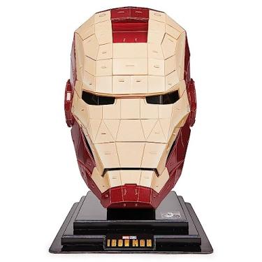 Imagem de 4D Build, Kit de quebra-cabeça 3D do Homem de Ferro Marvel com suporte, 96 peças, capacete de ferro para decoração de mesa, brinquedos de construção, quebra-cabeças 3D para adultos e adolescentes