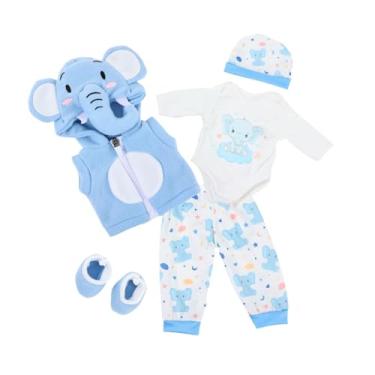 Imagem de MotiveTech Roupas e acessórios para bonecas de 45 cm (18 polegadas): calças e sapatos removíveis, perfeitos para aniversários para crianças, 5 Peças Azuis