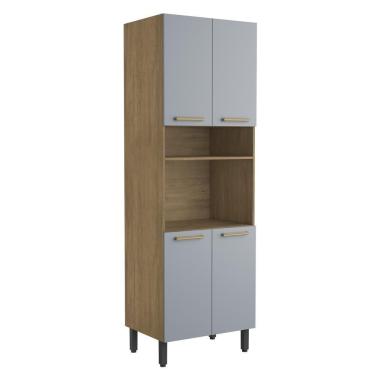 Imagem de Armário Paneleiro 4 Portas 1 Prateleira Grey Sky Axé Bertolini Cinza/Carvalho