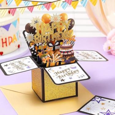 Imagem de 1 peça de cartões de aniversário pop-up 3D, presentes de cartão de aniversário personalizados, com envelopes e cartões de mensagem, perfeito para festas de fim de ano