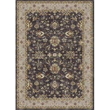 Imagem de Tapete lavável 15 x 23 cm para sala de estar, tapete para quarto, sala de jantar, antiderrapante e resistente a derramamentos, tapete vintage estampado para escritório em casa (preto/amarelo)