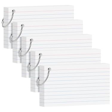 Imagem de YAGUAO Cartões brancos de índice de 7,5 x 12,7 cm com forro de anel, cartões pesados para estudar material escolar, faculdade, 200 unidades