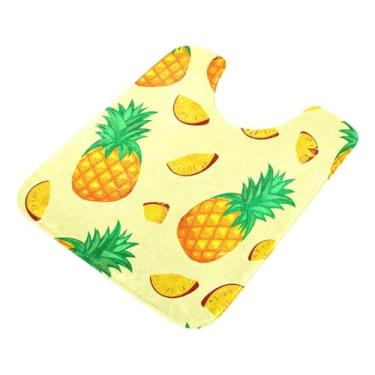 Imagem de Burbuja Tapete de banheiro de abacaxi, tapete de banho absorvente de pelúcia macio, base de vaso sanitário antiderrapante para piso de banheiro, oval em forma de U