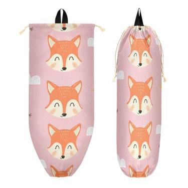 Imagem de xigua Cute Fox Suporte de parede para saco de plástico com cordão 1 pacote, organizador de sacolas de supermercado reutilizável para bolsas, meias, roupas íntimas e gravatas