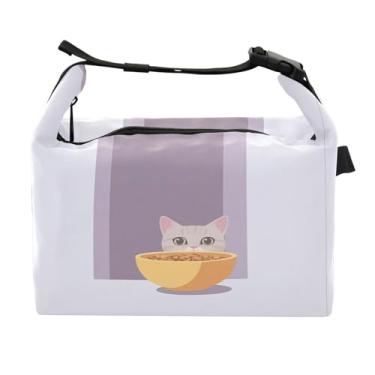 Imagem de STAYTOP Lancheira fofa para gatos comendo comida de gato com fivela de alça, lancheira isolada para meninos e meninas lancheira para trabalho escolar