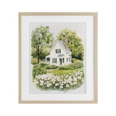 Imagem de Stupell Industries Quaint Countryside Cottage Garden Birch Impressão emoldurada sob vidro, design por Lettered and Lined, 16 x 13