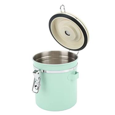Imagem de Eujgoov Vasilha de café Recipiente Hermético de Aço Inoxidável Com Colher Data Roda Organizador de Armazenamento de Alimentos para café Chá Nozes Feijões Arroz Farinha de Açúcar Verde Menta (1,5L)