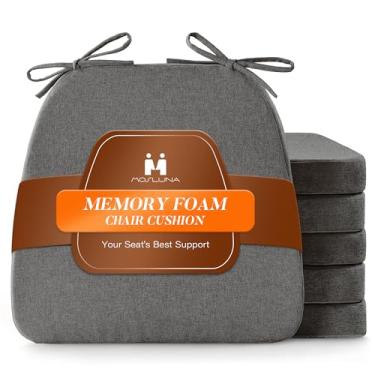 Imagem de Mosluna Almofadas de cadeira para cadeiras de jantar, almofadas de cadeira em forma de D com capa lavável, conjunto de 6 almofadas de espuma viscoelástica de 5 cm de espessura com fundo antiderrapante