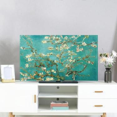 Imagem de Capa de tela de TV com estampa de pintura de flor/paisagem, capa protetora contra poeira para pendurar / desktop/telas LED LCD curvadas - Tipo 02||80 polegadas