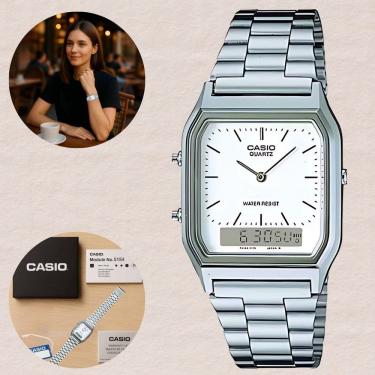 Imagem de Relógio Casio Unissex Anadigi Vintage Prata AQ-230A-7DMQ