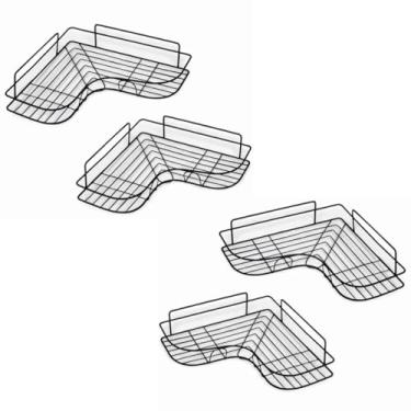 Imagem de Prateleira Aramado de Canto em L, Kit Organizador para Banheiro, Metal, Preto, 28x13x4 cm e 26x11x4 cm, 2 Peças, Montagem Adesiva, 2 unidades