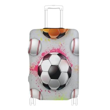 Imagem de Bolas de futebol cinza protetor de bagagem lindas capas de mala de viagem laváveis acessórios de mala de viagem estampa animal, P, serve para capa de 45 a 50 cm, Bolas de futebol cinza, M 22-24 in