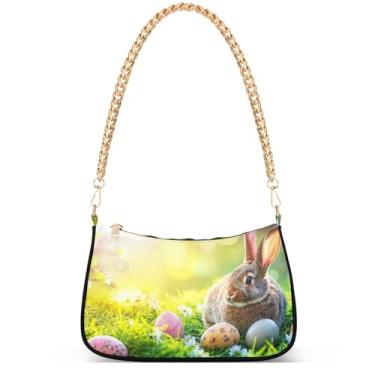 Imagem de Ovos de Páscoa coelho prado bolsas fofas mulheres Hobo festa bolsa feminina pequena bolsa de ombro fofa desenho animado pequena, Easter Eggs Rabbit Meadow